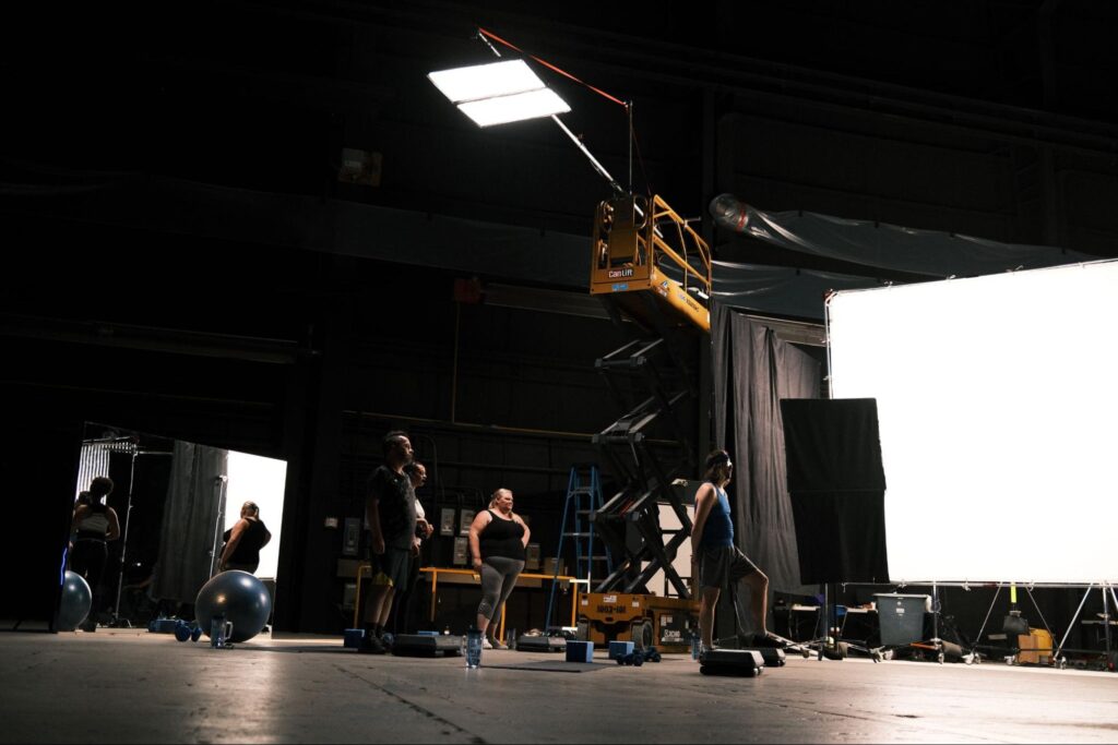 Production crew between takes